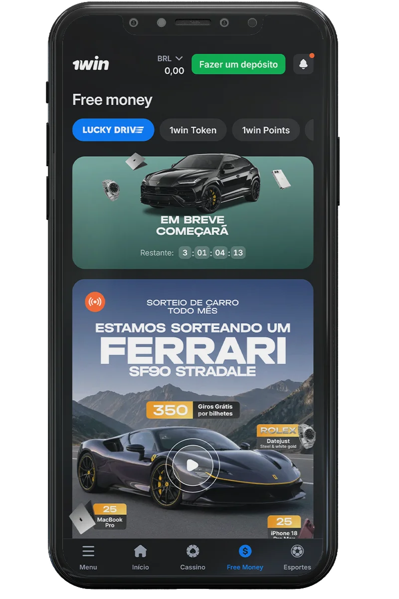 Captura de tela de um cassino online em um celular